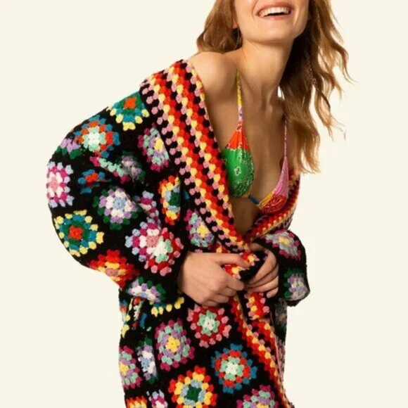 MC2 Saint Barth Multicolor Crochet Wool Coat With Belt - S/M, NWOTs ๐ฎ๐น - Picture 15 of 16